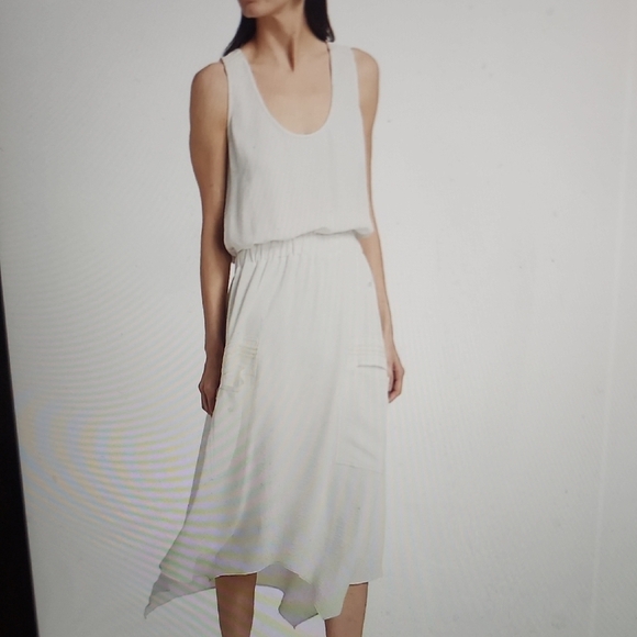 Ramy Brook Dresses & Skirts - RAMY BROOK Embellished Asymmetrical Hem White Midi Dress Size M